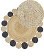 Area Rug Natural Jute Black Round Country Living Room  140 cm Beliani