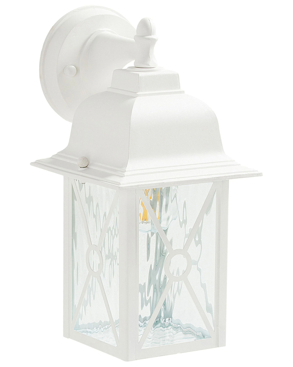 Outdoor Wall Light Lamp White Sconce Lantern Lamp Metal Iron Aluminium Glass Matte Traditional Design Patio Garden Beliani