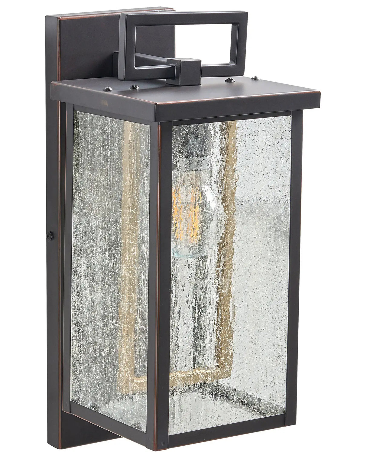 Outdoor Wall Light Lamp Black Iron Glass 37 cm with Motion Sensor External Retro Design Beliani