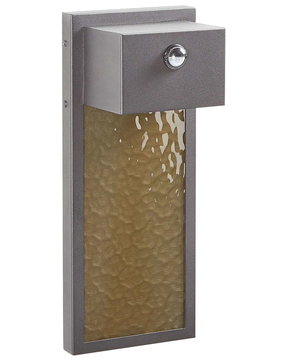 Outdoor LED Wall Light Lamp Grey Iron Glass 40 cm External Sconce Warm White Light Motion Sensor Retro Design Beliani