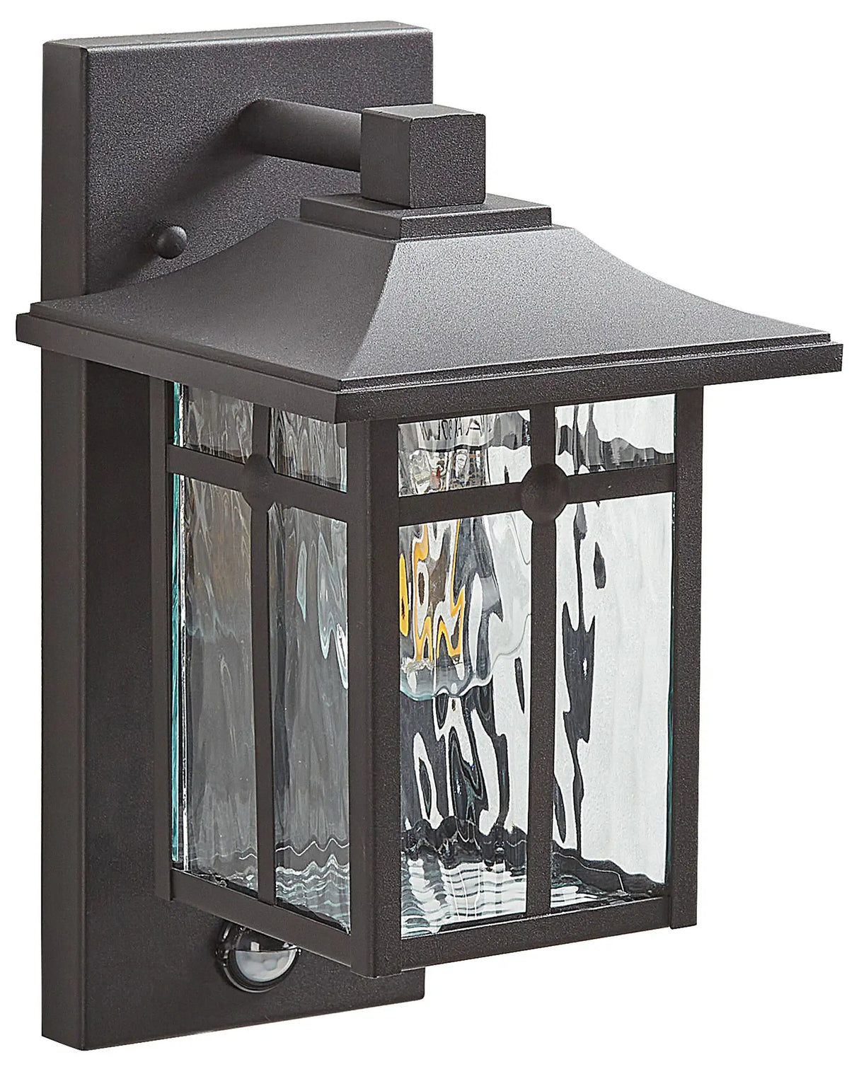 Outdoor Wall Light Lamp Black Iron Glass 30 cm with Motion Sensor External Retro Design Beliani