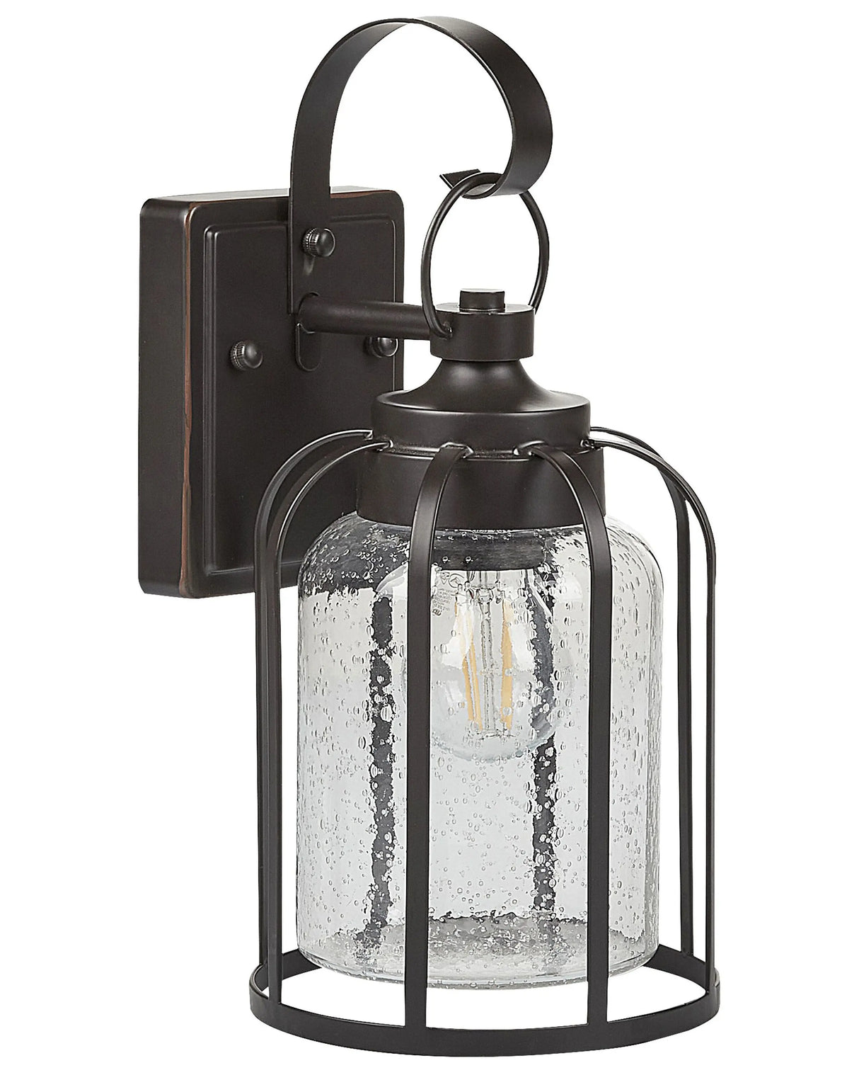 Outdoor Wall Light Lamp Black Iron Glass 36 cm External Retro Design Beliani