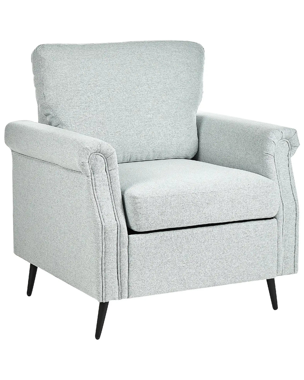 Armchair Light Grey Fabric Upholstery Black Metal Legs Rolled Arms Removable Cushions Retro Style Living Room Beliani