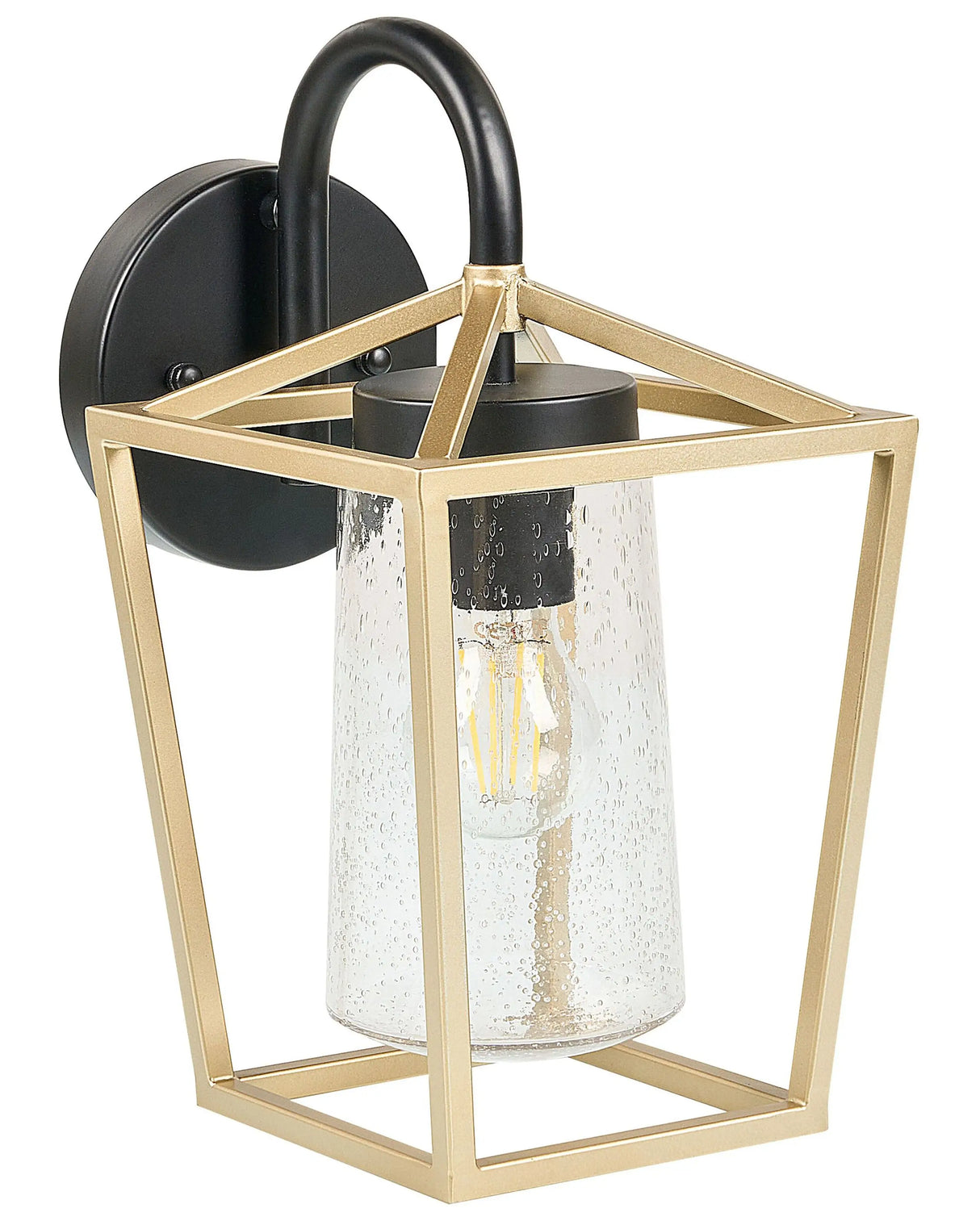 Outdoor Wall Light Lamp Gold Sconce Metal Iron Glass Matte Modern Design Patio Garden Beliani