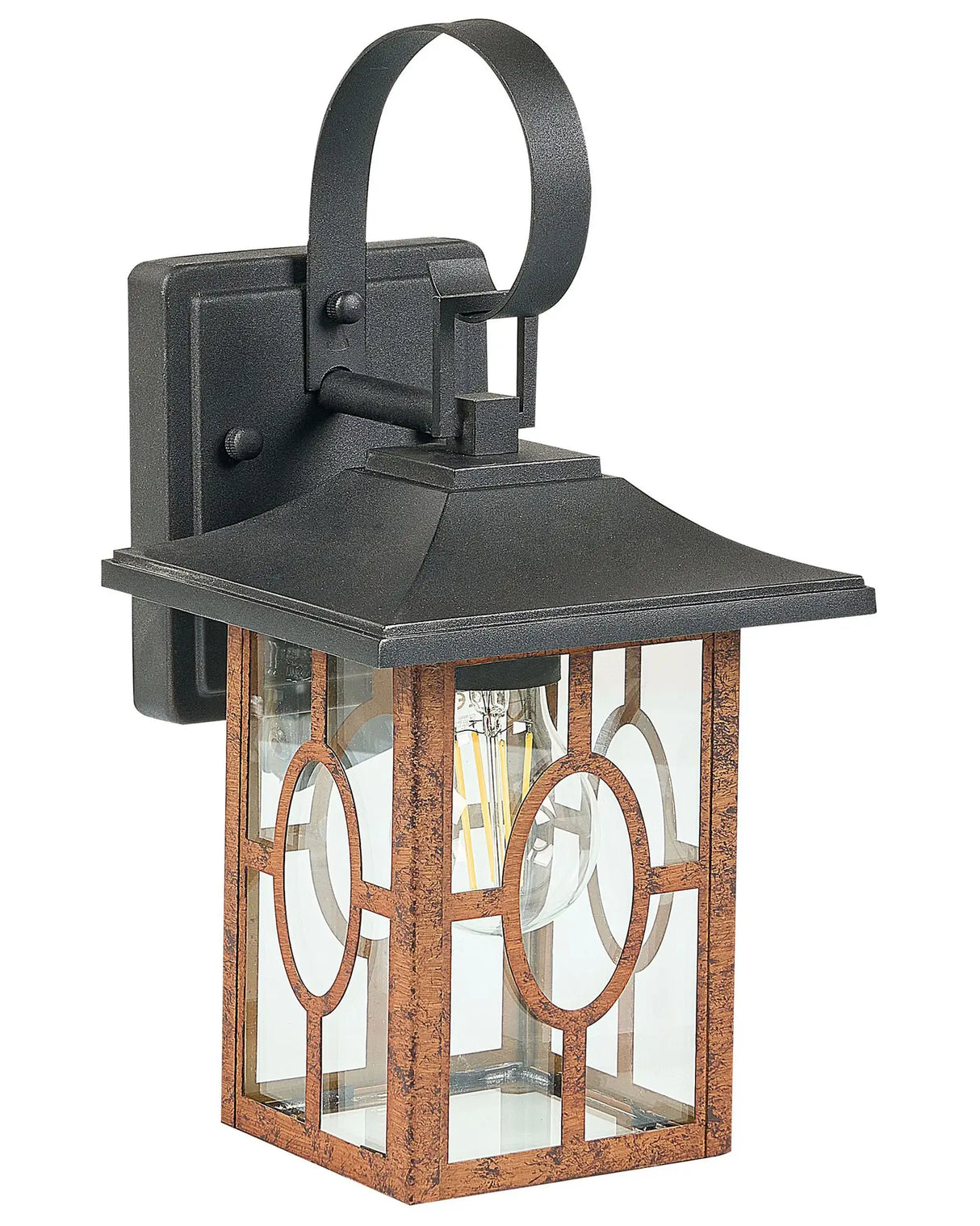 Outdoor Wall Light Lamp Brown Sconce Metal Iron Aluminium Glass Matte Traditional Design Patio Garden Beliani