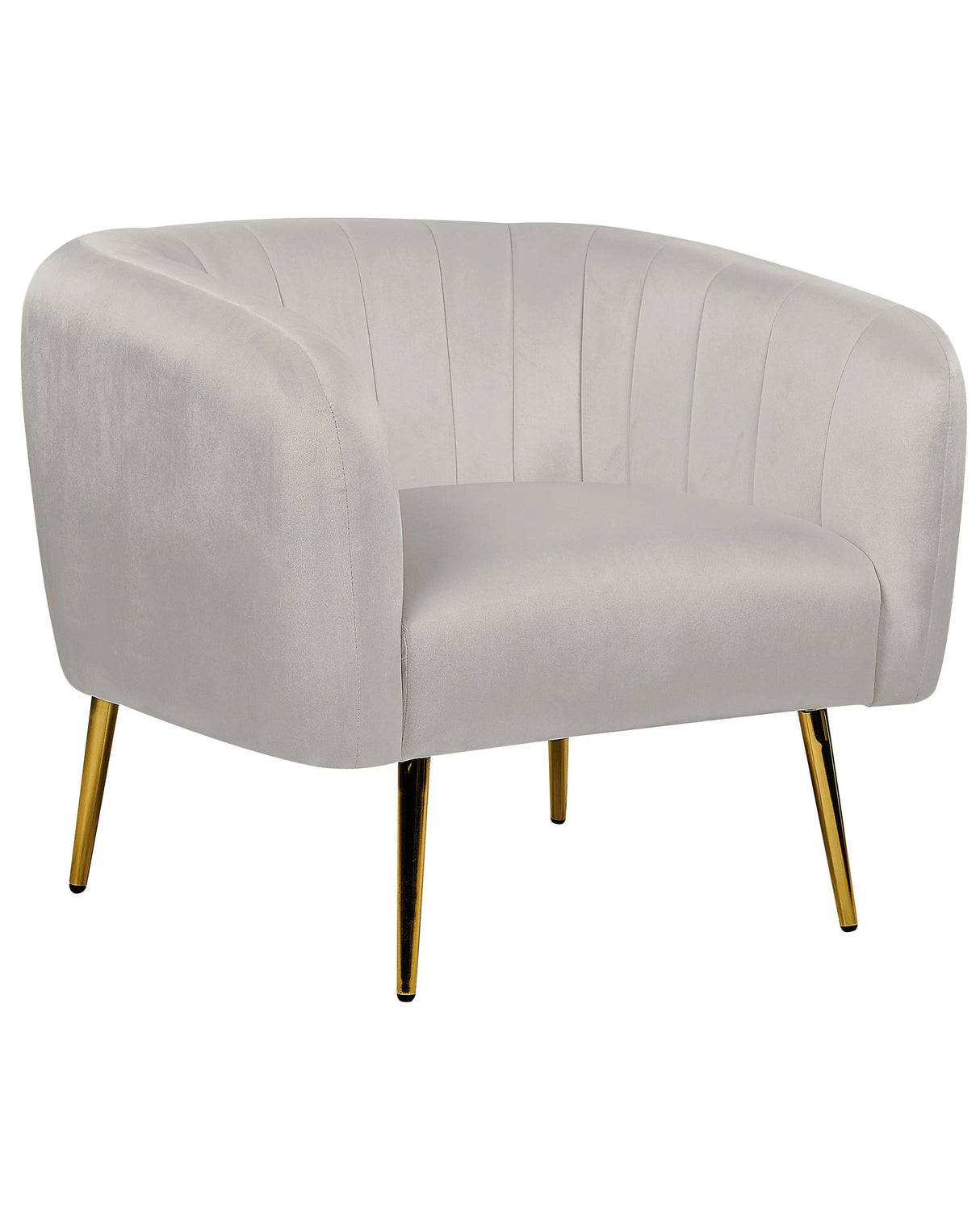 Armchair Light Grey Velvet Golden Metal Frame Round Back Glam Style Beliani