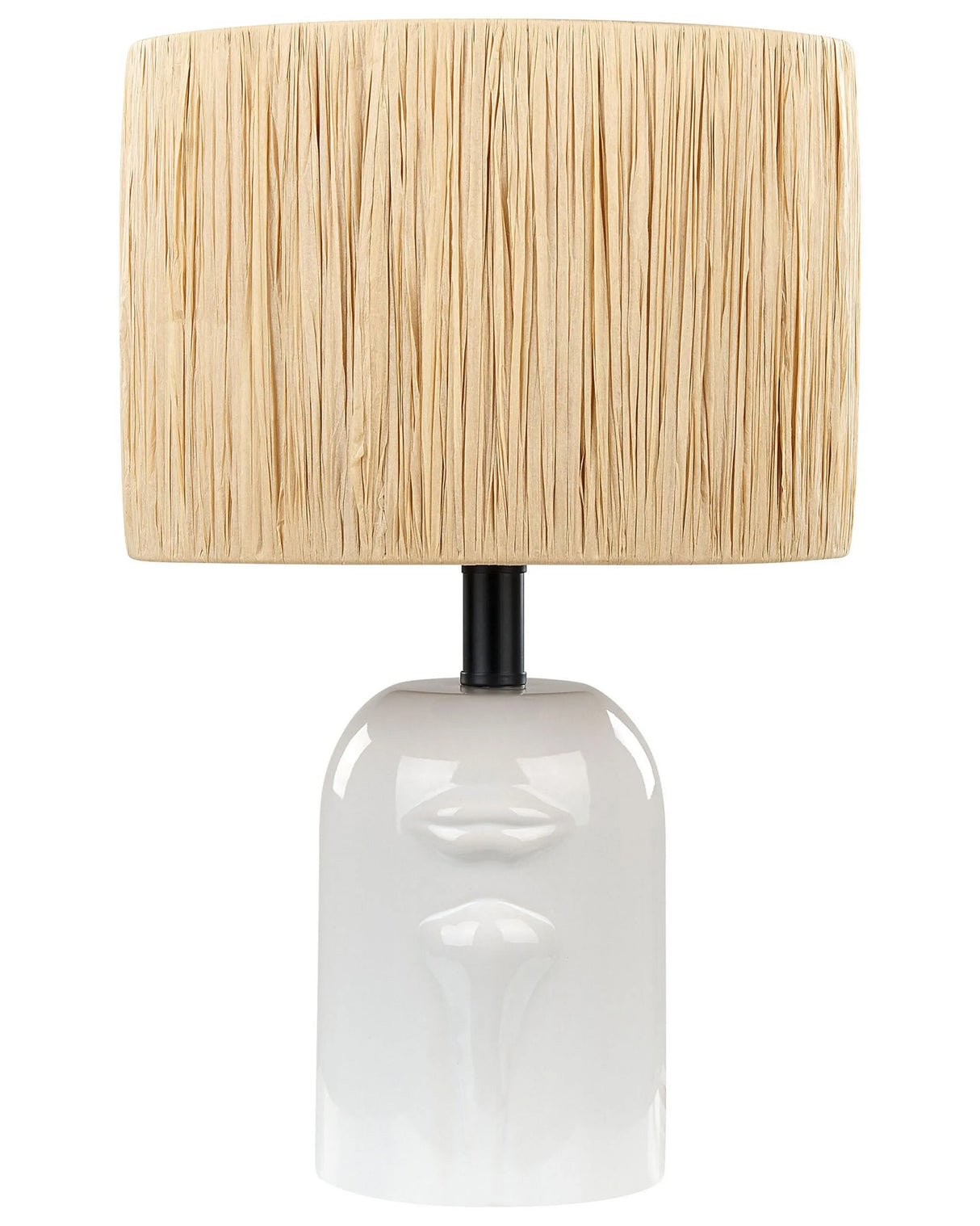 Table Lamp White Ceramic Base Paper Natural Shade Bedside Table Light Beliani