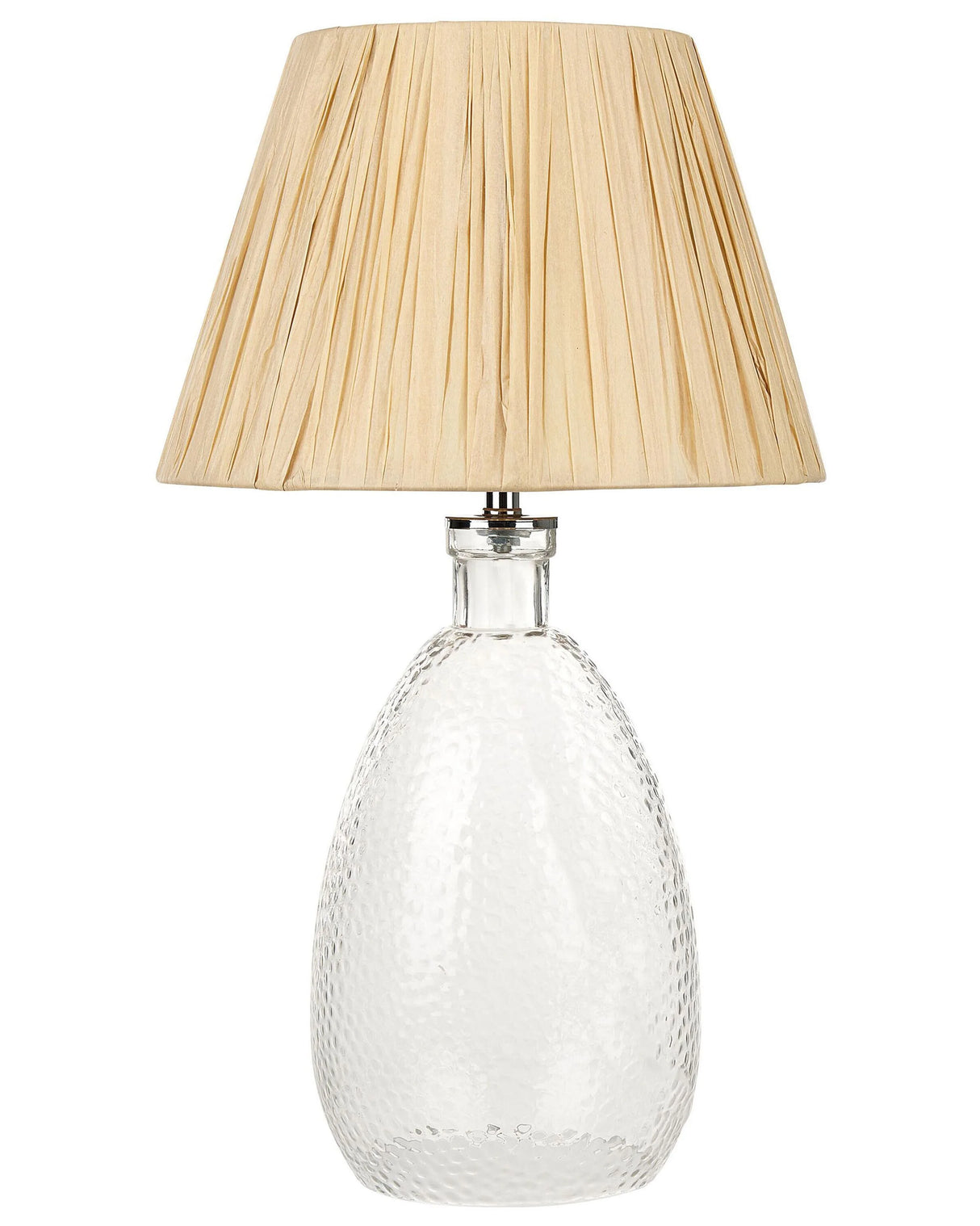 Table Lamp Clear Glass Base Paper Natural Shade Bedside Table Light Beliani