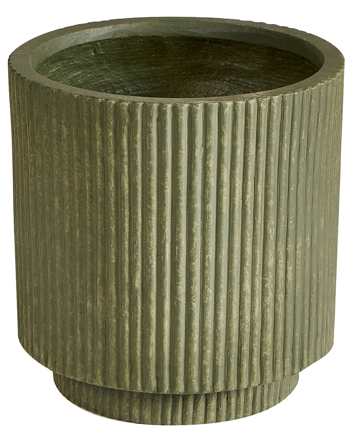 Flower Planter Green Fibre Clay Garden Plant Pot 24 x 24 x 24 cm Drainage Hole Vertical Rib Finish Outdoor Patio Garden Beliani