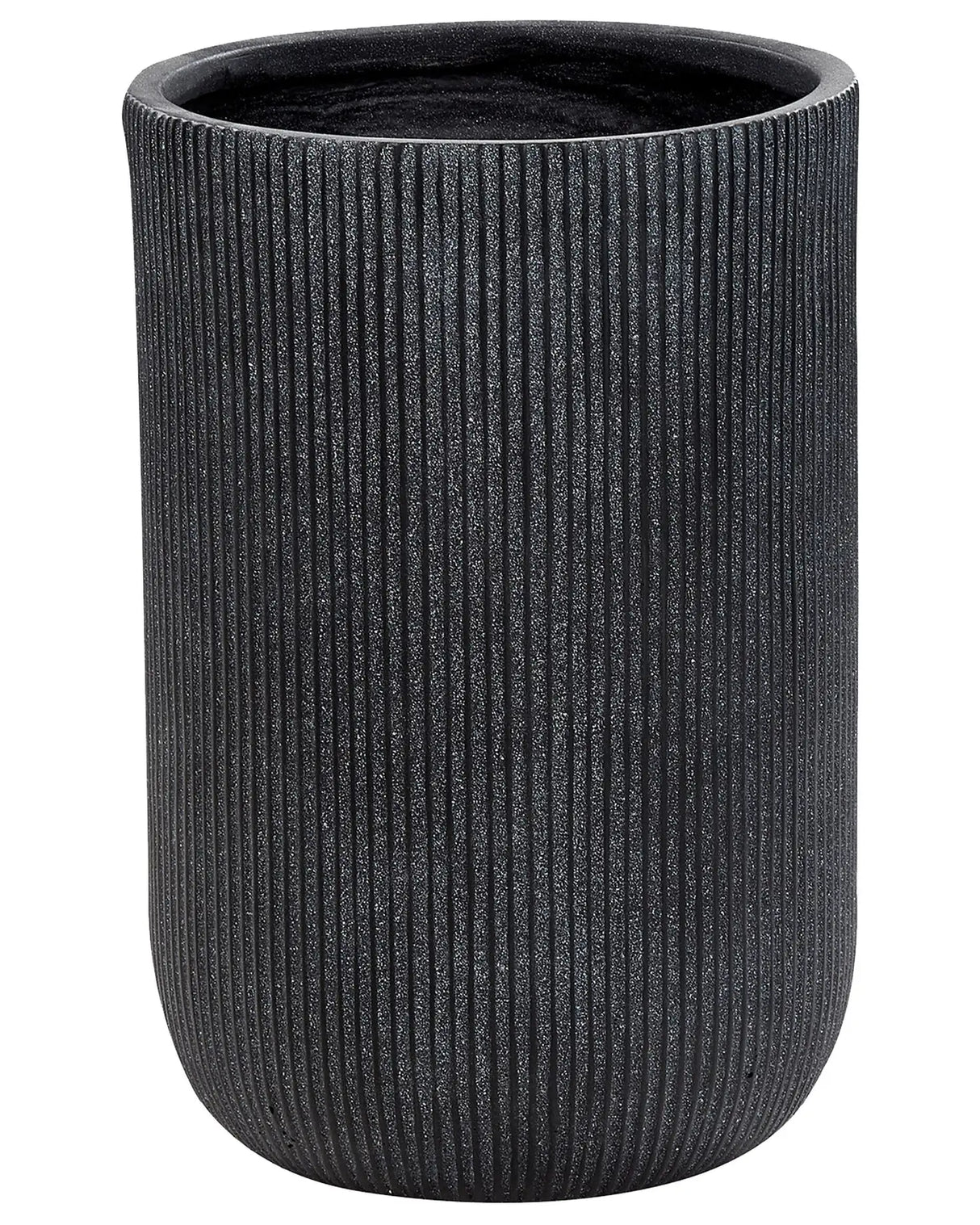 Flower Planter Golden Brown Fibre Clay Garden Plant Pot 37 x 37 x 56 cm Drainage Hole Vertical Rib Finish Outdoor Patio Garden Beliani