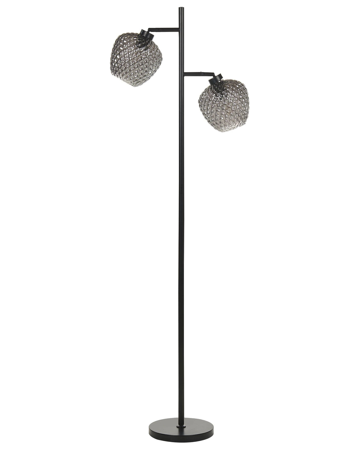 Floor Lamp Grey and Black Iron Base Glass Smoked Shades 2 Lighting Points Home Accessories Illumination Beliani