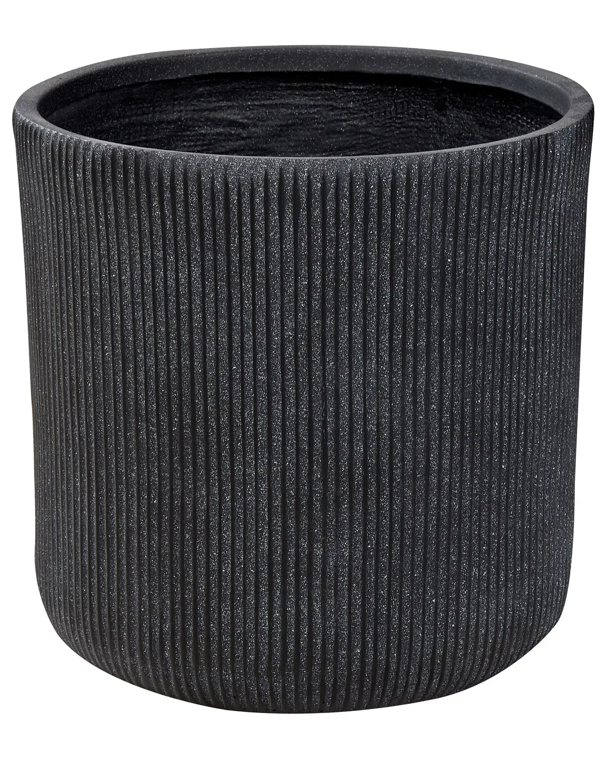 Outdoor Plant Pot Clay Fibre Graphite Grey 45 x 45 x 45 cm Planter Flower Round UV Resistant Ribbed Fluted Surface Solid Colour Traditional Beliani