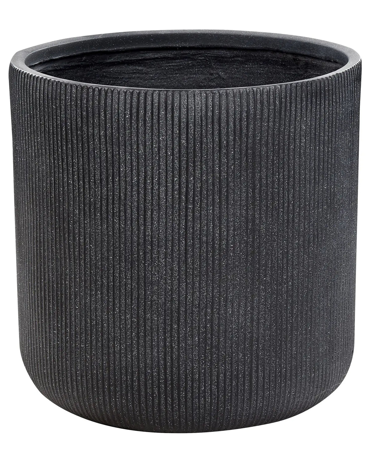 Outdoor Plant Pot Clay Fibre Graphite Grey 55 x 55 x 55 cm Planter Flower Round UV Resistant Ribbed Fluted Surface Solid Colour Traditional Beliani