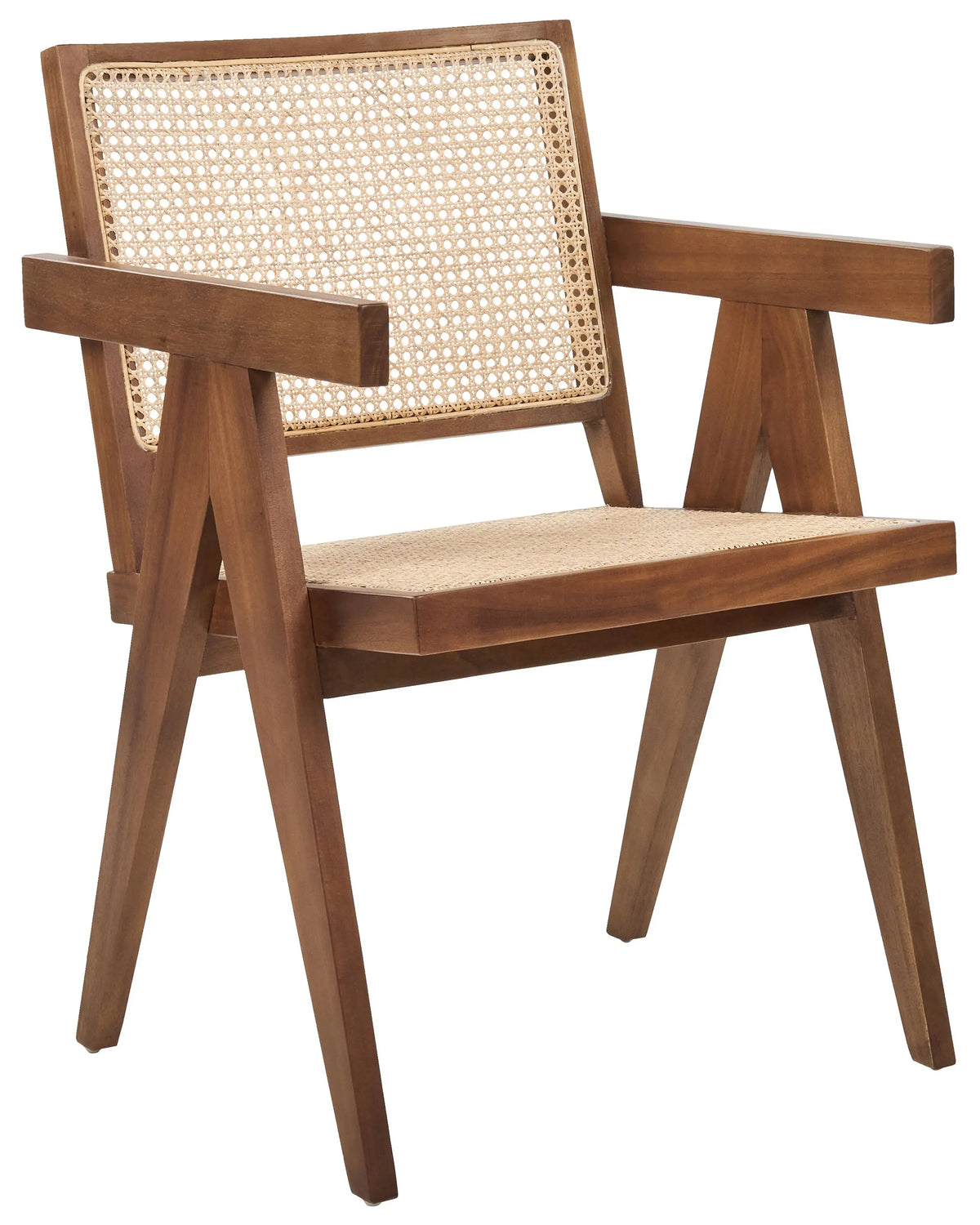 Accent Chair Light Brown Mahogany Rattan Brown Natural Wicker Back Minimalist Living Dining Room Beliani
