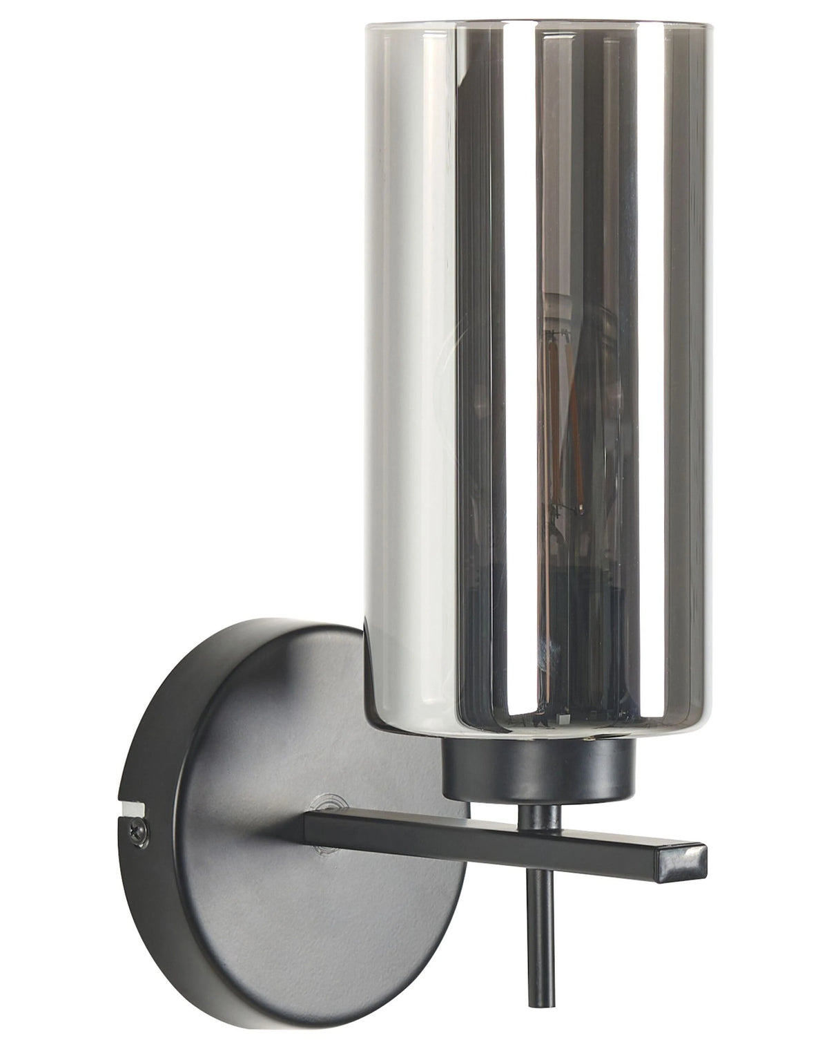 Wall Lamp Grey and Black Iron Base Glass Smoked Shade Single Light Point Home Accessories Illumination Beliani
