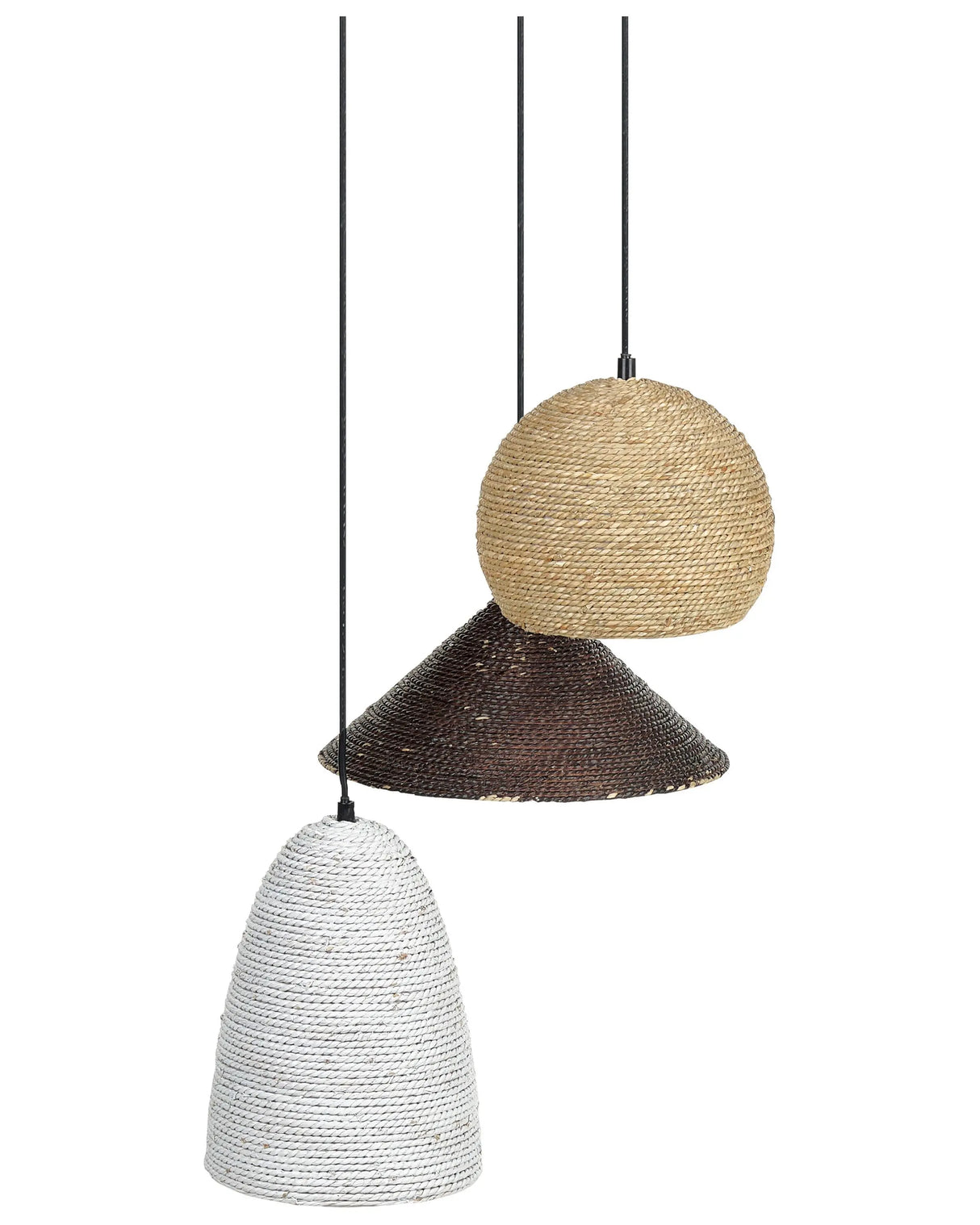 Pendant Lamp Multicolour Metal Iron Straw Rope Hanging Light Modern Traditional Lighting Living Room Dining Room Bedroom Beliani