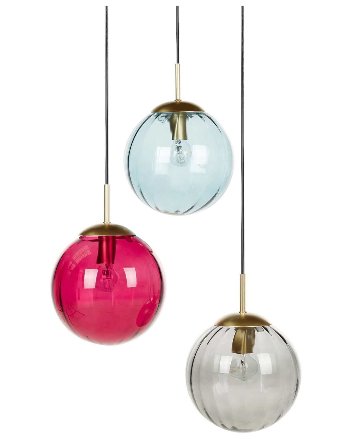 Pendant Lamp Multicolour Metal Iron Glass Hanging Light Modern Glam Lighting Living Room Dining Room Bedroom Beliani
