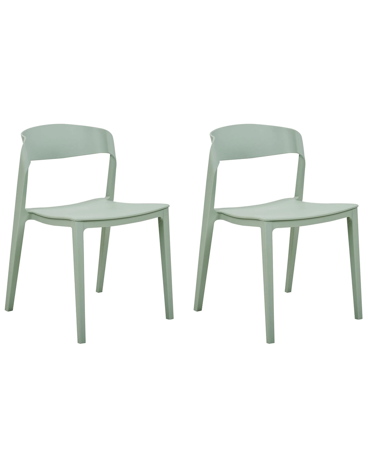 Set of 2 Dining Chairs Mint Green Stackable Armless Leg Caps Plastic Conference Chairs Contemporary Modern Design Dining Room Seating Beliani