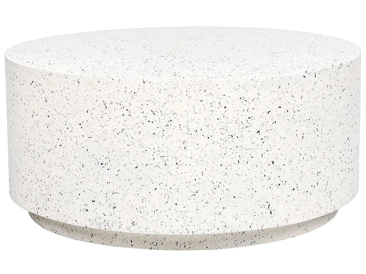 Accent Coffee Table White with Terrazzo Effect MgO Fiberglass 90 cm Round Top UV Stain Rust Water Wind Resistant Modern Outdoor Living Room Beliani