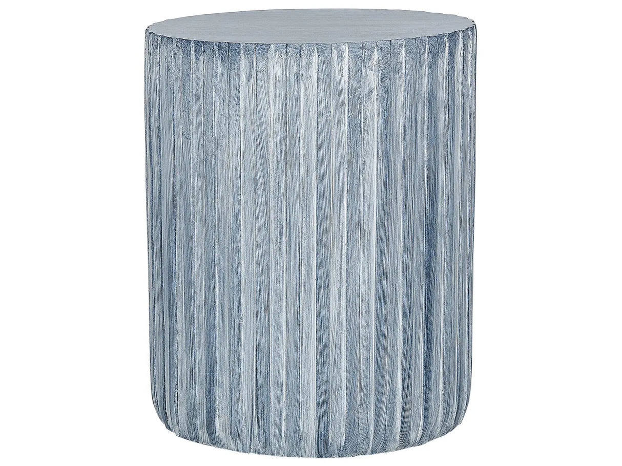 Accent Side Table Light Grey MgO Fiberglass 39 cm Round Top Drum Shape UV Stain Rust Water Wind Resistant Boho Modern Outdoor Living Room Beliani