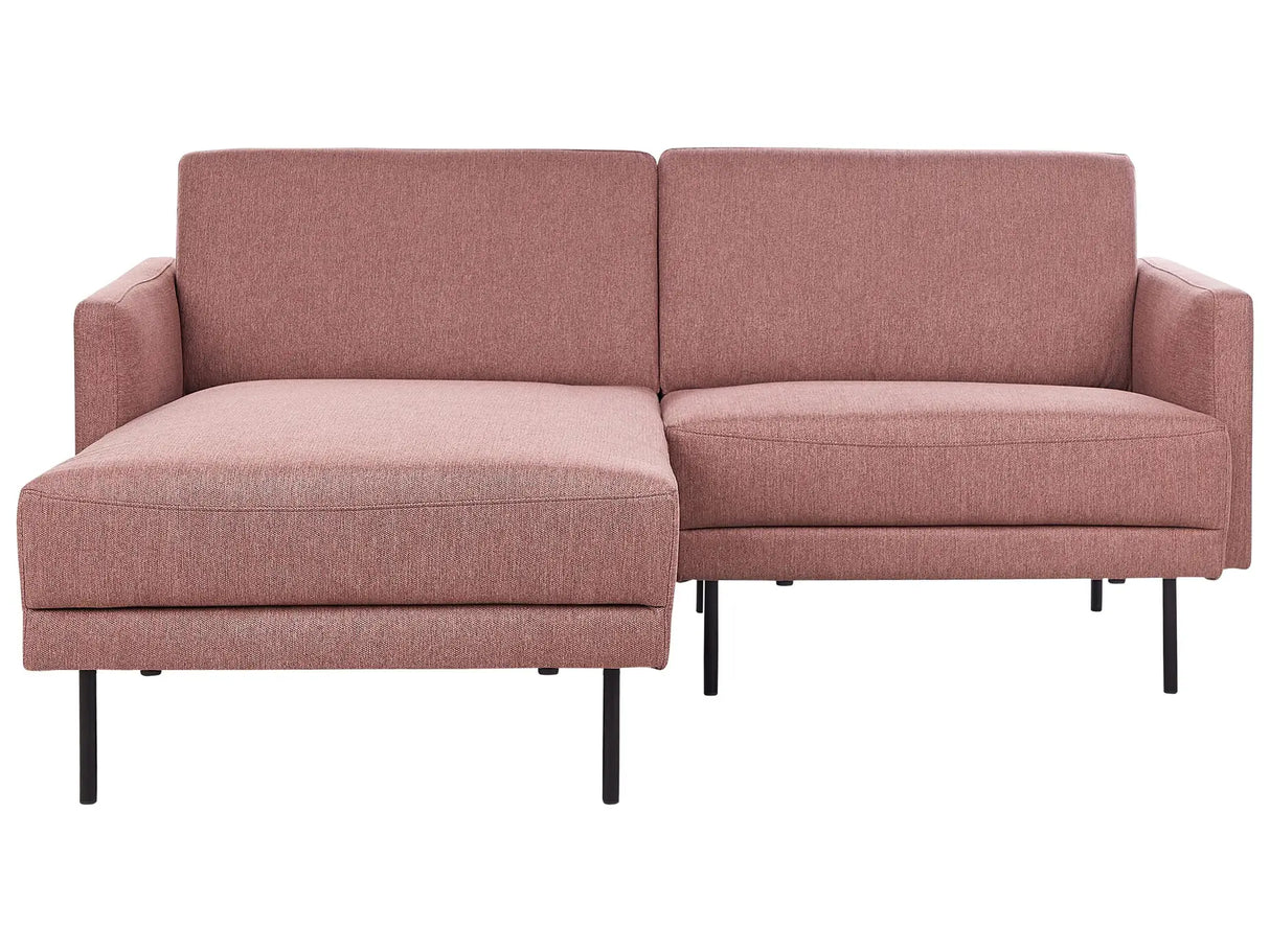 Right Hand Corner Sofa Polyester Pink Couch 2-Seater Upholstered Metal Legs Woven Fabric Cushioned Back Minimalist Modern Beliani