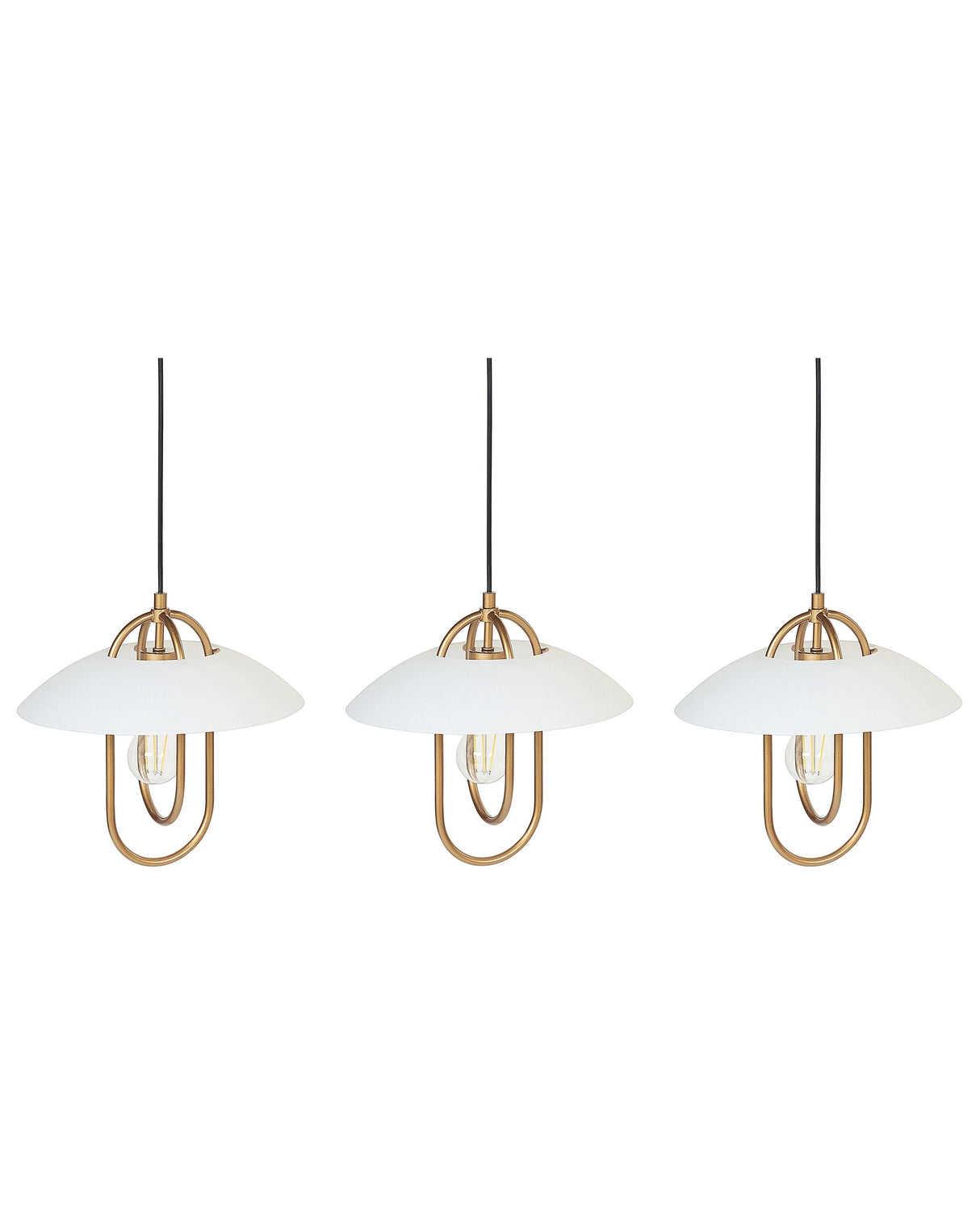 Pendant Lamp Gold and White Metal Handmade 3 Point Lighting Modern Decorative Lights Living Room Decor Beliani