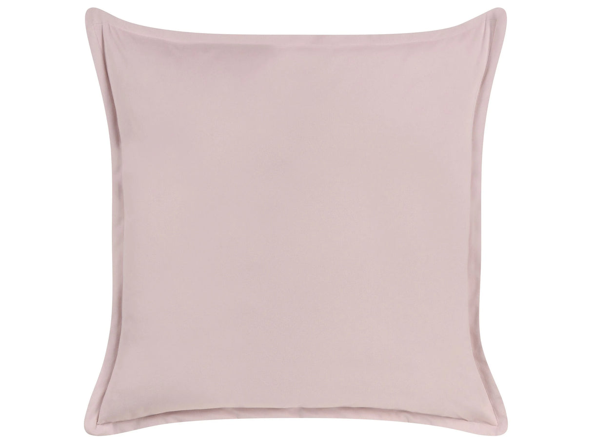 Decorative Scatter Cushion Pink Velvet 60 x 60 cm Polyester Cotton Plain Solid Colour Accent Piece Modern Minimalist Beliani