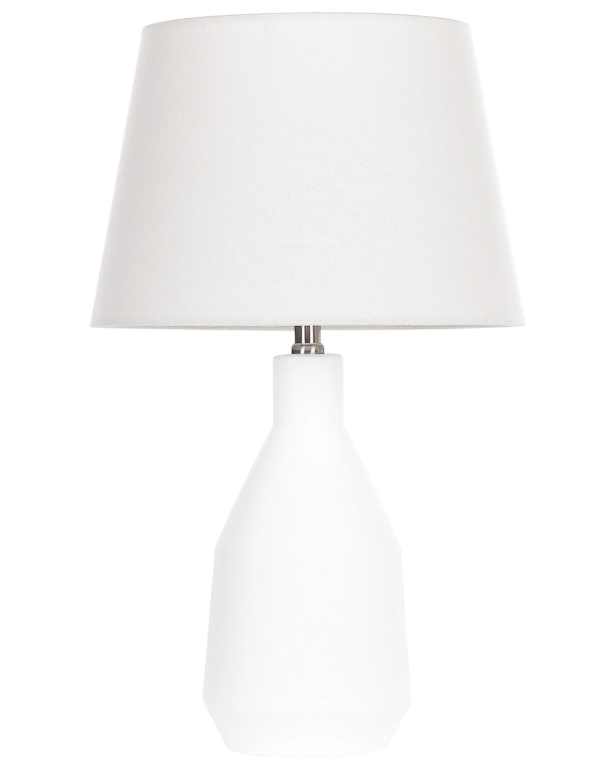 Table Lamp White Ceramic Base Linen Shade 53 cm Fabric Drum Bedside Living Room Bedroom Lighting Traditional Beliani