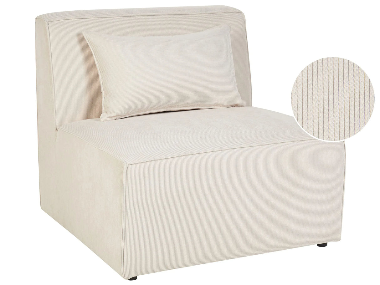 1-Seat Section Beige Corduroy Jumbo Cord Sofa Module Modern Single-Seat Beliani
