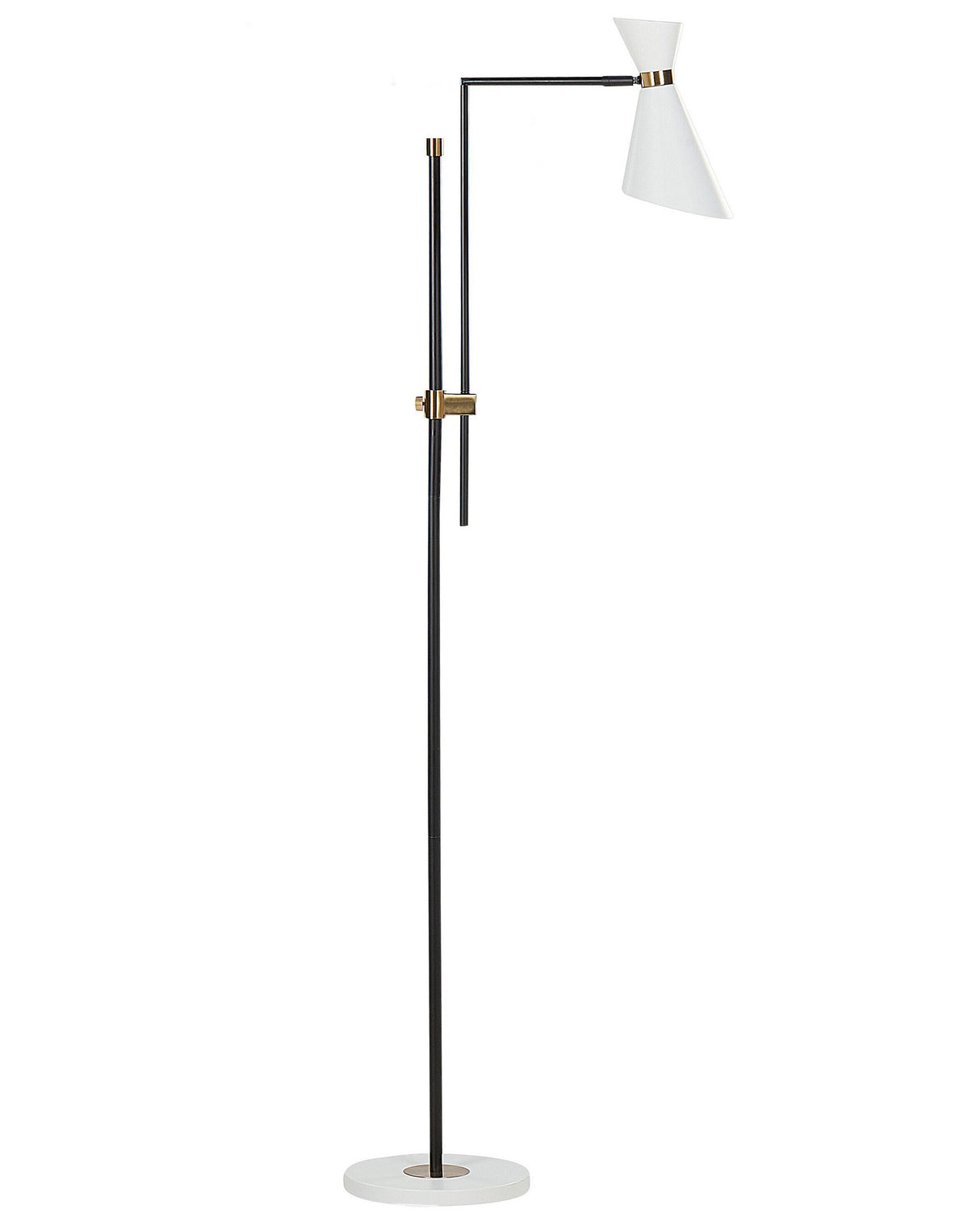 Floor Lamp White Metal 140 cm Marble Base Adjustable Shade Gold Accents Modern Industrial Style Living Room Office Bedroom Beliani
