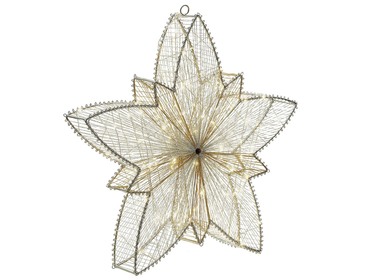 Outdoor LED Hanging Decoration Silver Metal 50 x 8 x 50 cm Star Seasonal Accessory Garden Home Dcor with Lights Beliani