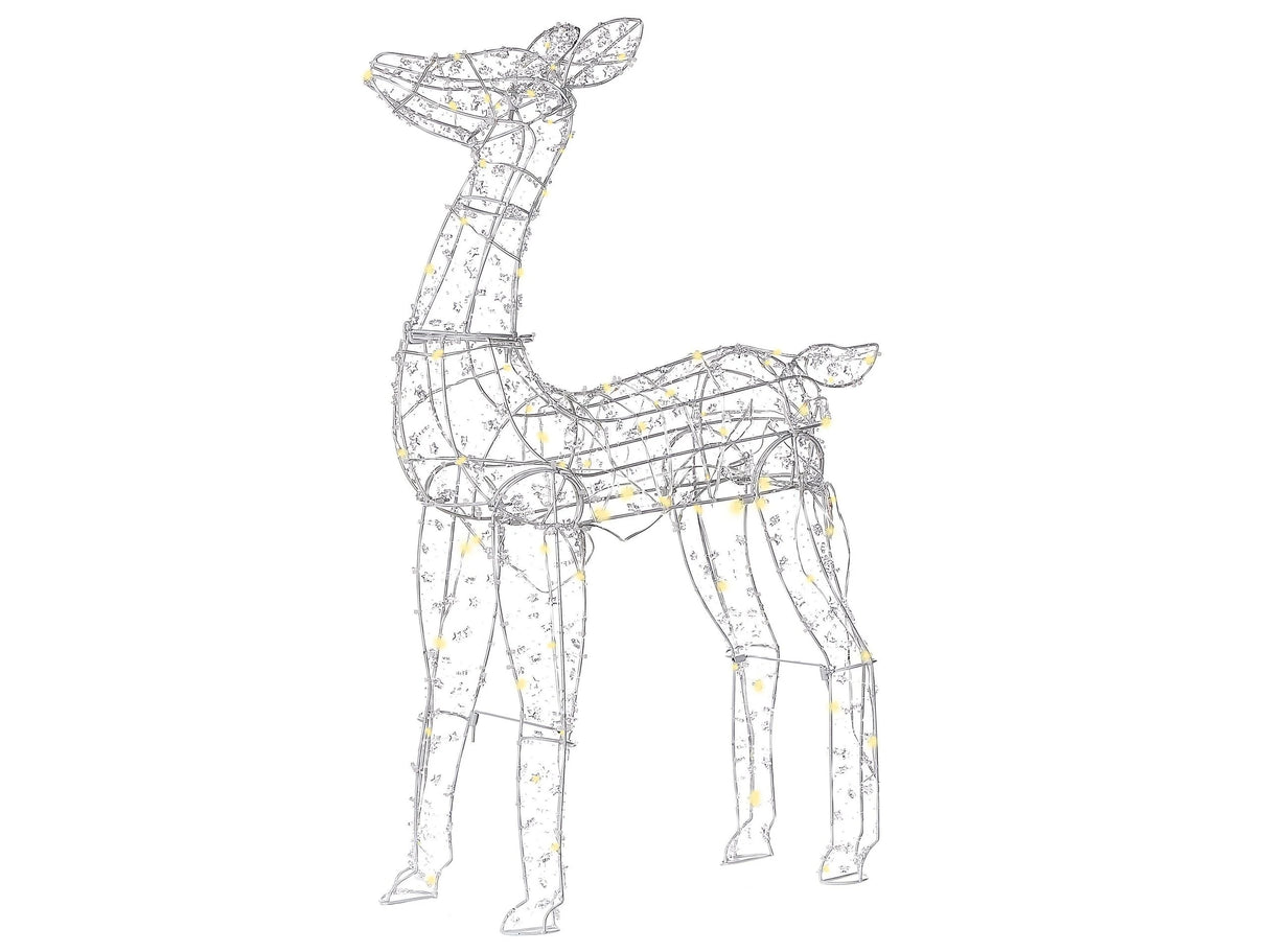 Outdoor LED Decoration Silver Metal 50 x 17 x 92 cm Roe Deer Seasonal Accessory Garden Home Dcor with Lights Beliani