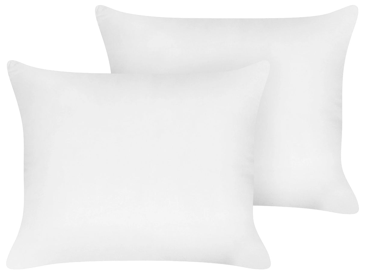 Two Bed Pillows White Lyocell Japara Cotton Rectangular 50 x 60 cm Polyester Filling Low Profile Sleeping Cushion Bedroom Beliani