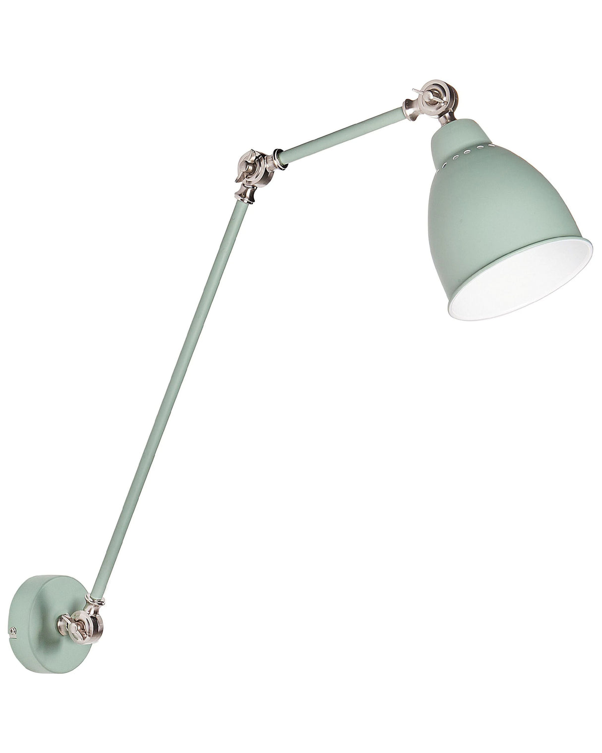 Wall Spot Lamp Light Green Metal 14 cm Matt Finish Long Swing Arm Reading Light Modern Design Beliani