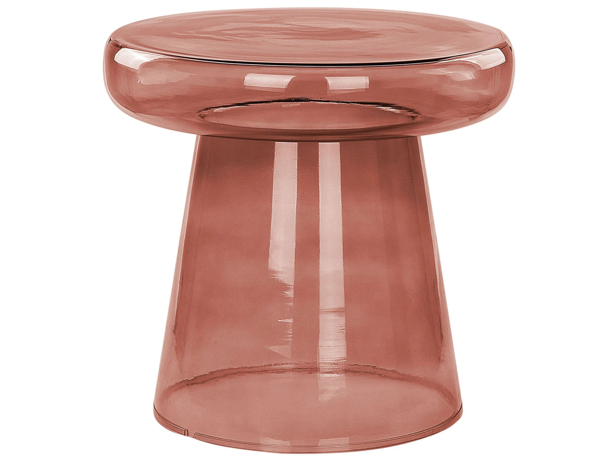 Side Table Red Glass 39 cm Accent End Table Decor Display Tinted Transparent Design Beliani