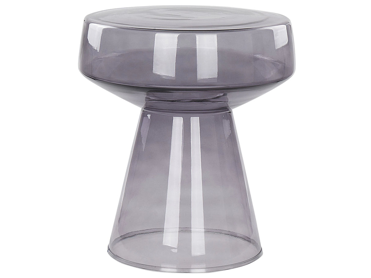 Side End Table Transparent Grey Glass 37 x 37 x 43 cm Coffee Console Oval Designer Shape Living Room Modern Beliani