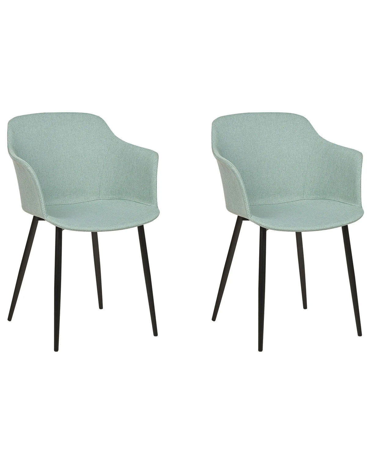 Set of 2 Dining Chairs Mint Green Fabric Upholstered Black Legs Retro Style Living Space Furniture Beliani