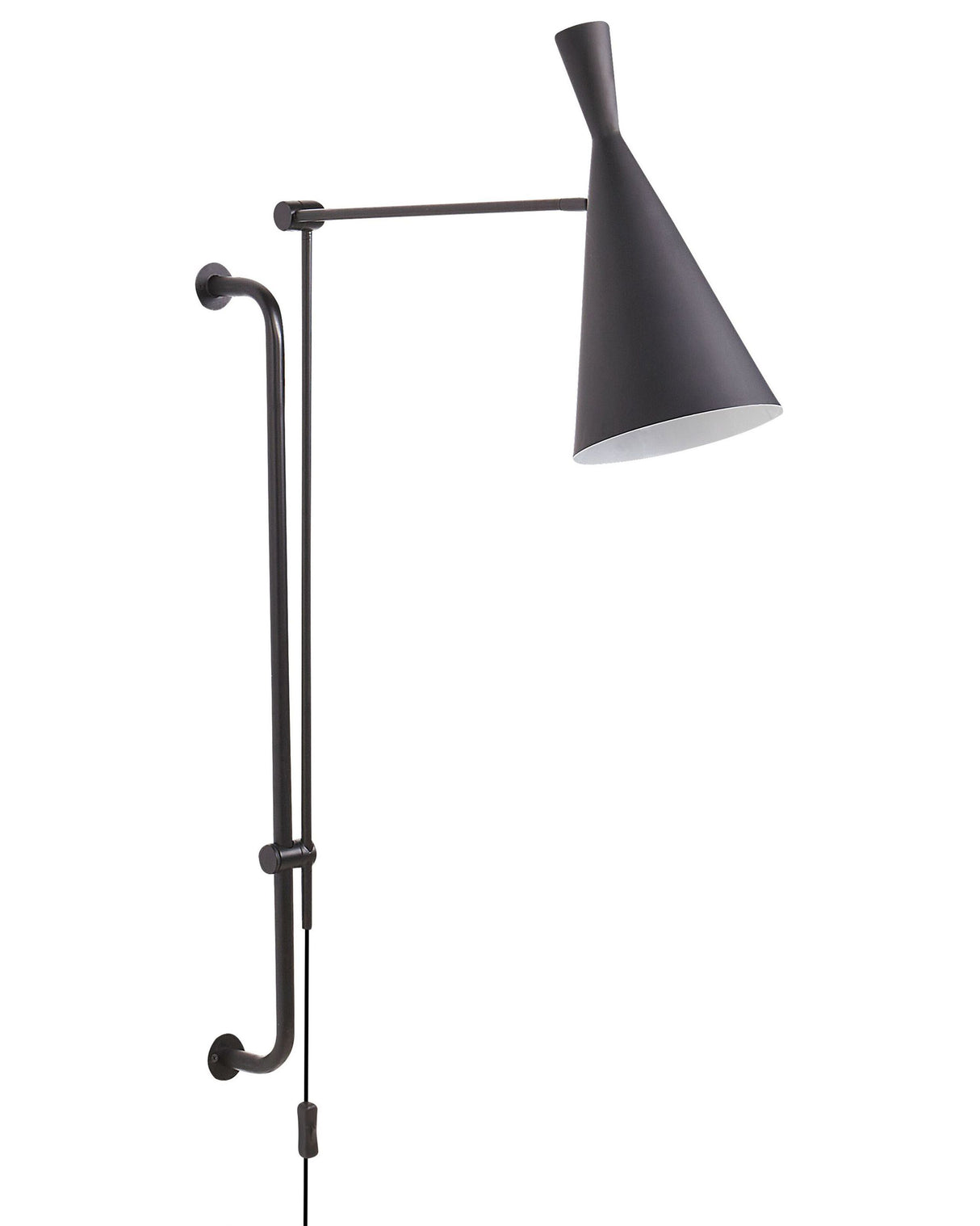 Wall Lamp Black Steel 1 Light Lighting Cone Shade Adjustable Arm Modern Industrial Living Room Bedroom Beliani