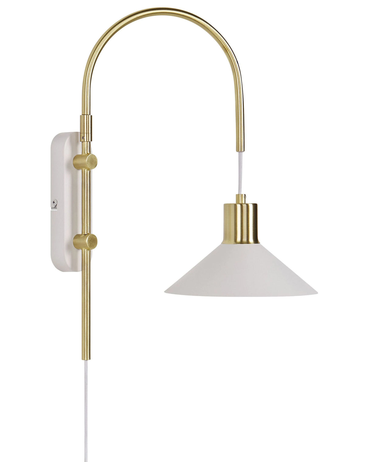 Wall Lamp White Gold Steel m 1 Light Lighting Cone Shade Modern Industrial Living Room Bedroom Beliani