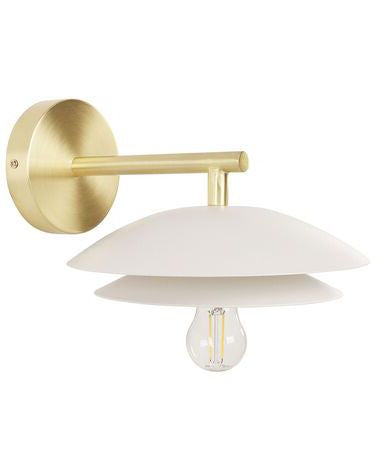 Wall Lamp White Gold Metal 22 x 29 x 14 cm Cone Shade Decorative Light Accent Lighting Modern Glam Beliani