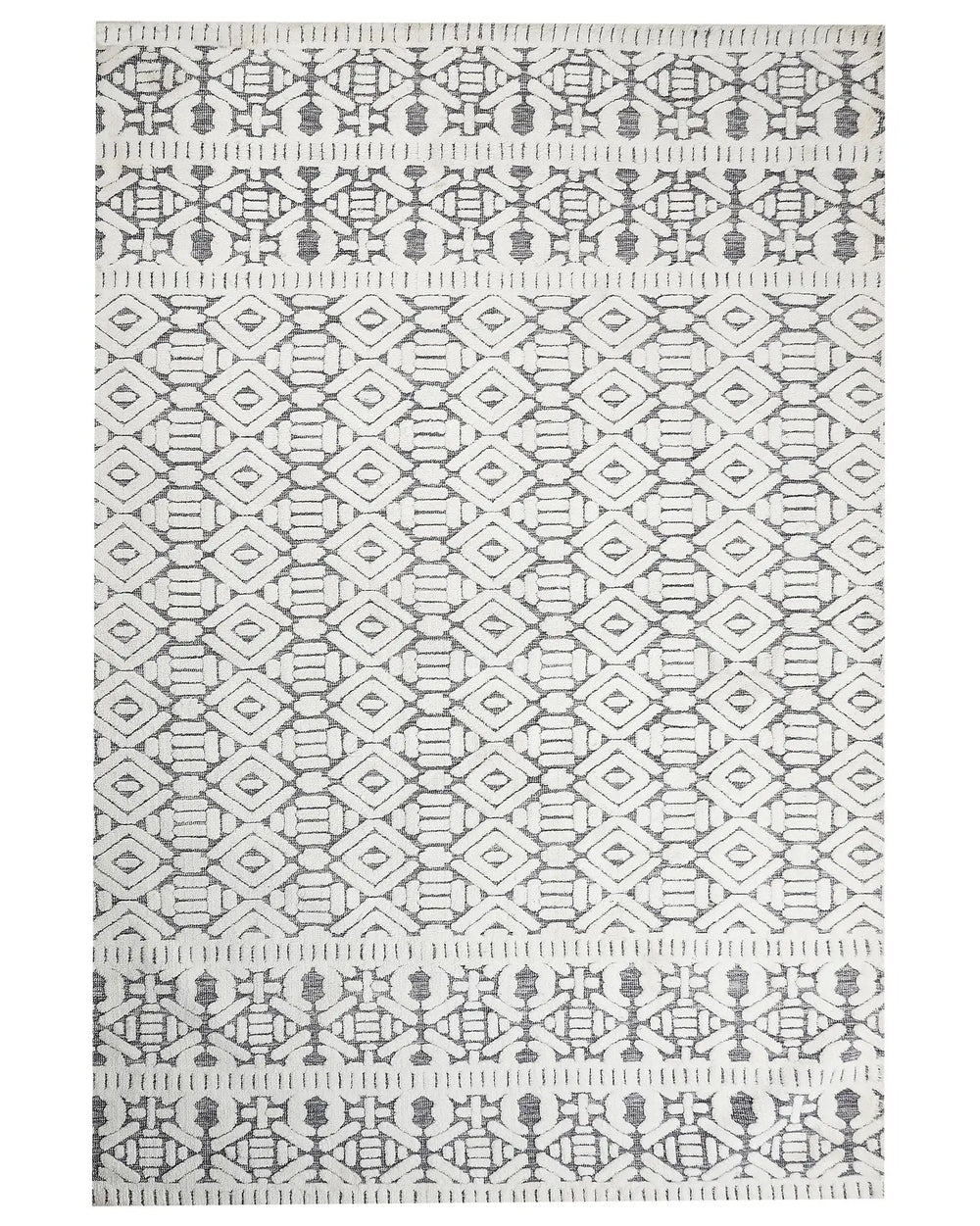 Area Rug White and Grey Polyester Cotton Backing 200 x 300 cm Decorative Floor Mat Modern Design Living Room Bedroom Beliani