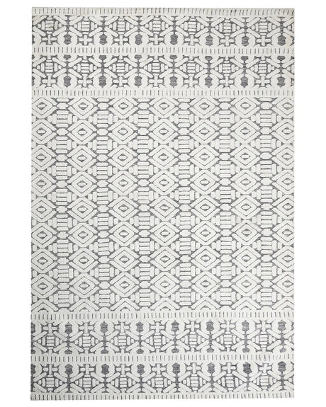Area Rug White and Grey Polyester Cotton Backing 200 x 300 cm Decorative Floor Mat Modern Design Living Room Bedroom Beliani