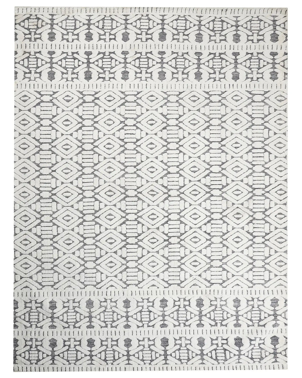Area Rug White and Grey Polyester Cotton Backing 300 x 400 cm Decorative Floor Mat Modern Design Living Room Bedroom Beliani