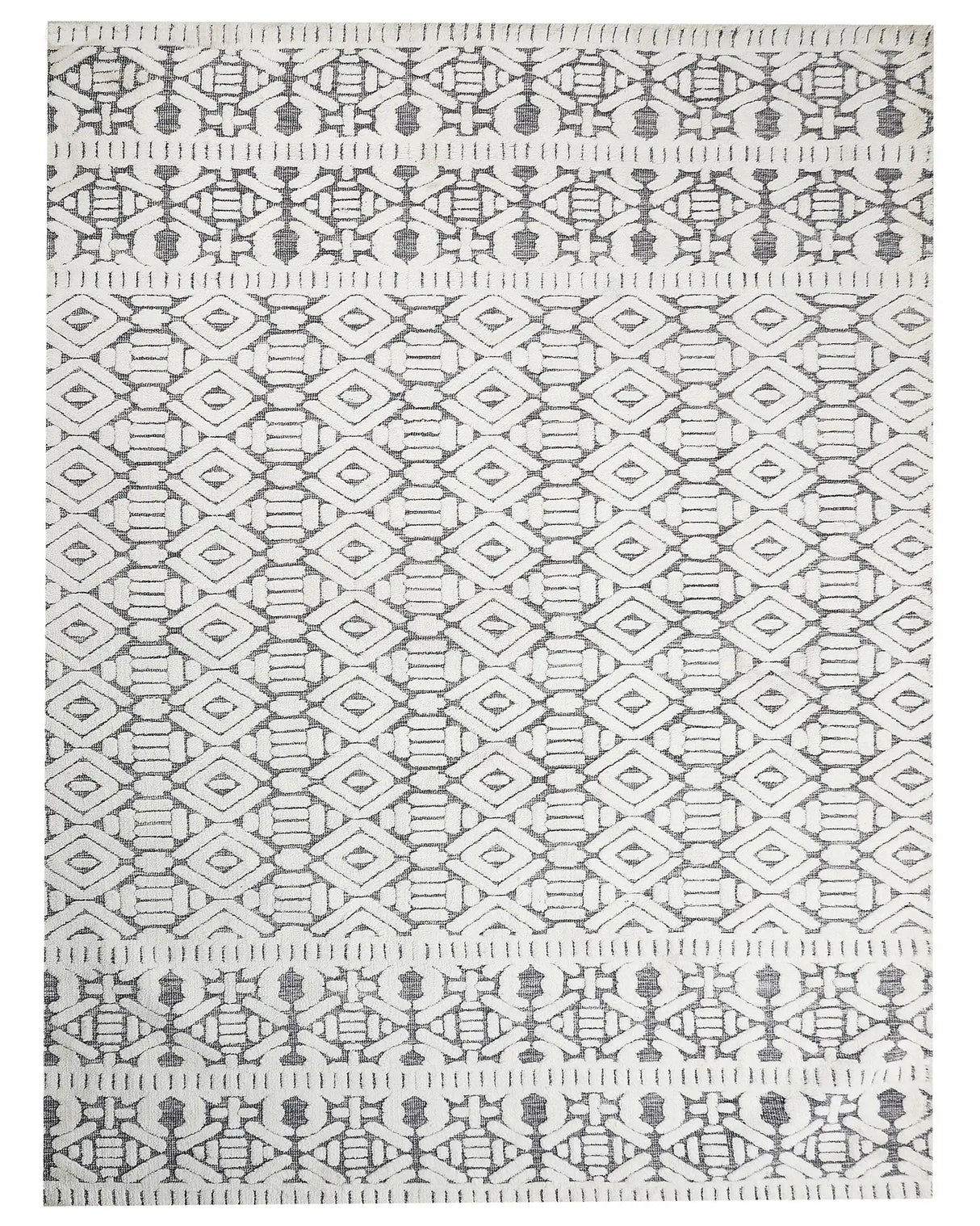 Area Rug White and Grey Polyester Cotton Backing 300 x 400 cm Decorative Floor Mat Modern Design Living Room Bedroom Beliani