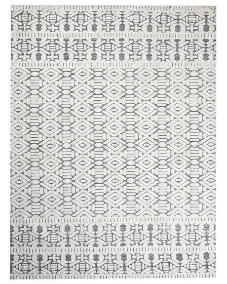 Area Rug White and Grey Polyester Cotton Backing 300 x 400 cm Decorative Floor Mat Modern Design Living Room Bedroom Beliani