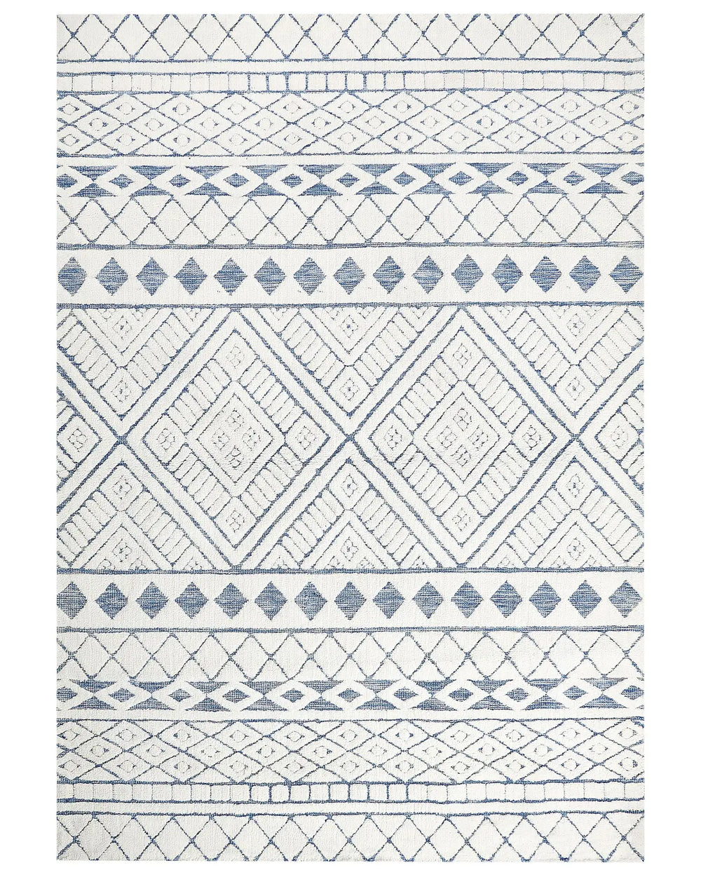 Area Rug White and Blue Polyester Cotton Backing 160 x 230 cm Decorative Floor Mat Modern Design Living Room Bedroom Beliani