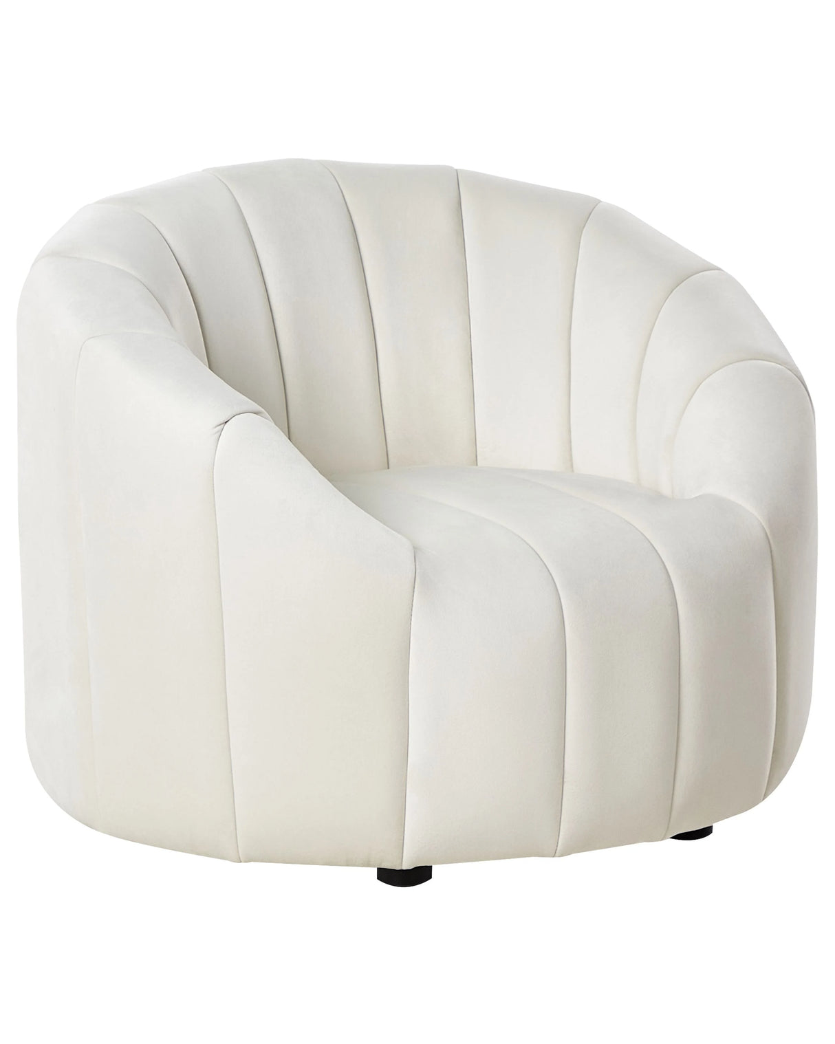 Velvet Armchair Off-White Soft Fabric Contemporary Retro Design Tufted Seat Low Back Beliani