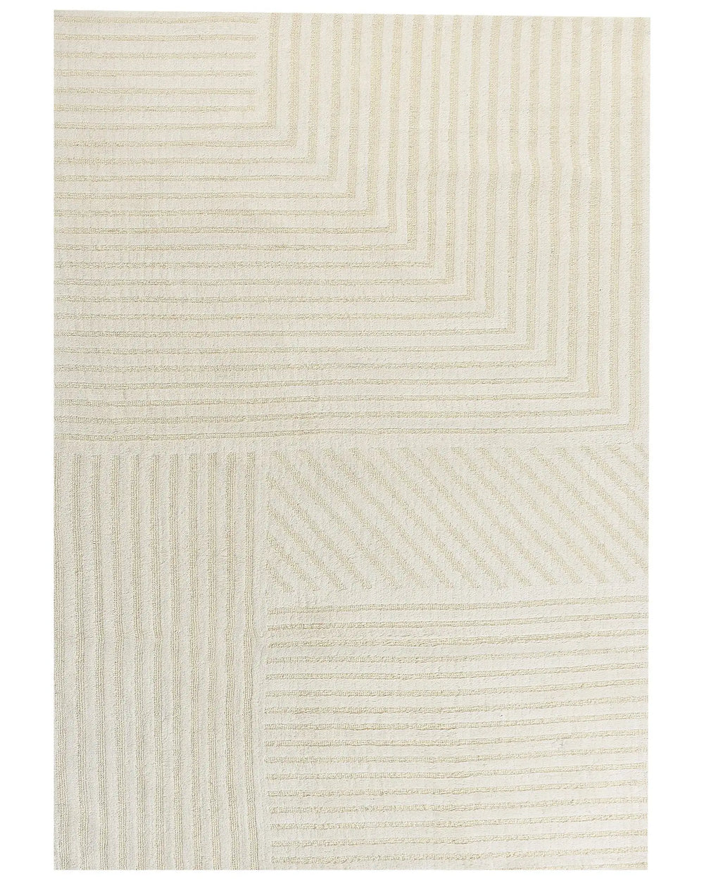 Area Rug Beige Wool 160 x 230 cm Striped Pattern Solid Colour Modern Minimalistic Living Room Rug Beliani