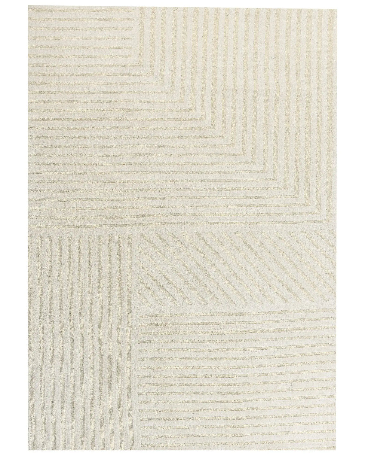 Area Rug Beige Wool 160 x 230 cm Striped Pattern Solid Colour Modern Minimalistic Living Room Rug Beliani