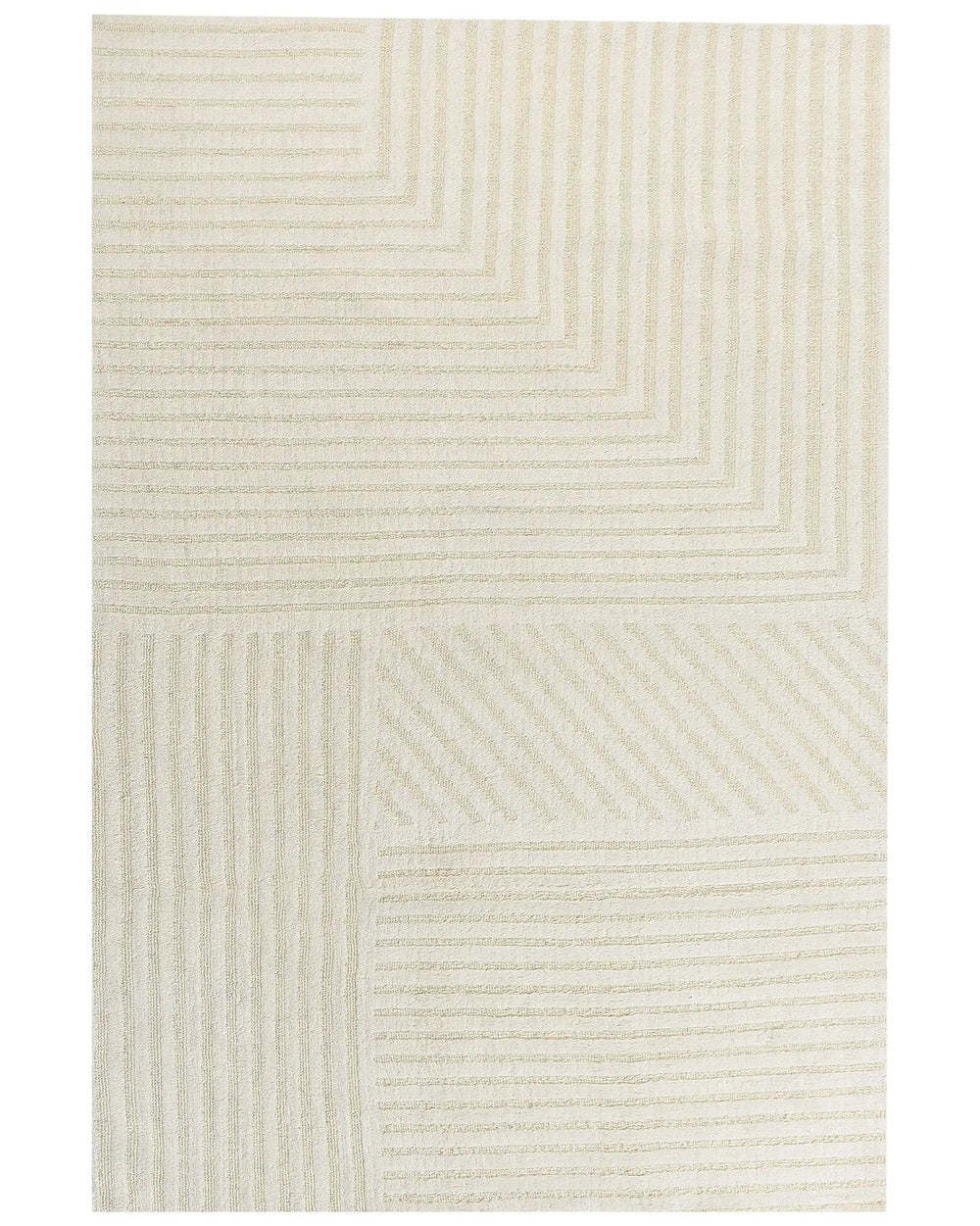 Area Rug Beige Wool 200 x 300 cm Striped Pattern Solid Colour Modern Minimalistic Living Room Rug Beliani